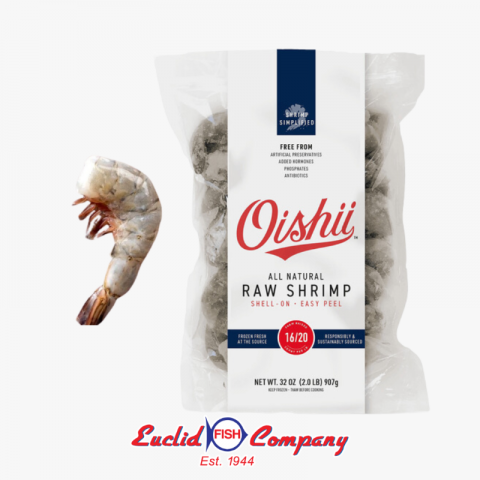 Oishii Shrimp 13/15 ct. EZ Peel, sold by King Tide Seafood Provisions